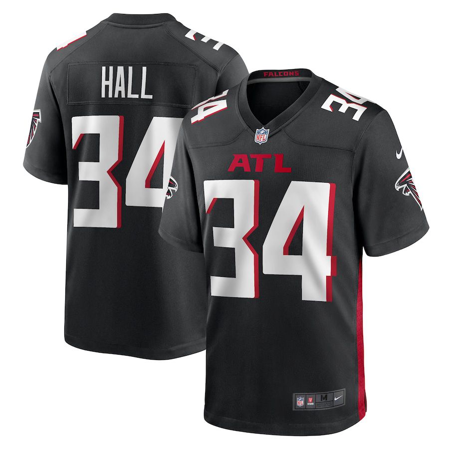 Men Atlanta Falcons 34 Darren Hall Nike Black Game NFL Jersey